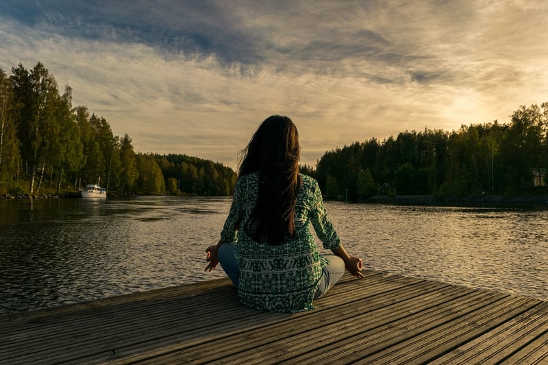 Woman practicing mindfulness and gratitude